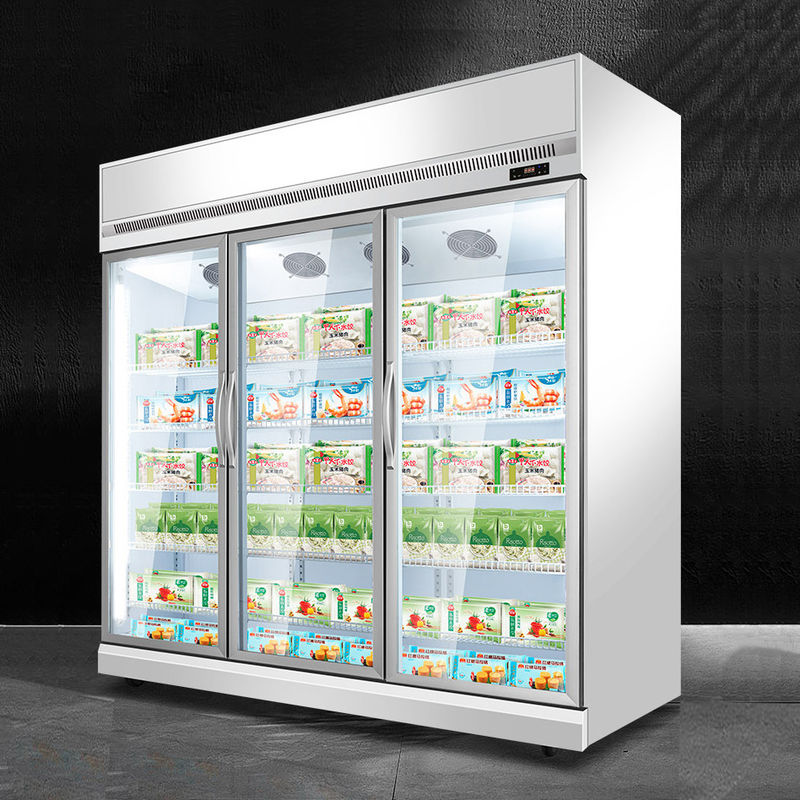 -22 Degrees Fan Cooling Upright Triple Glass Door Ice Cream Display Freezer