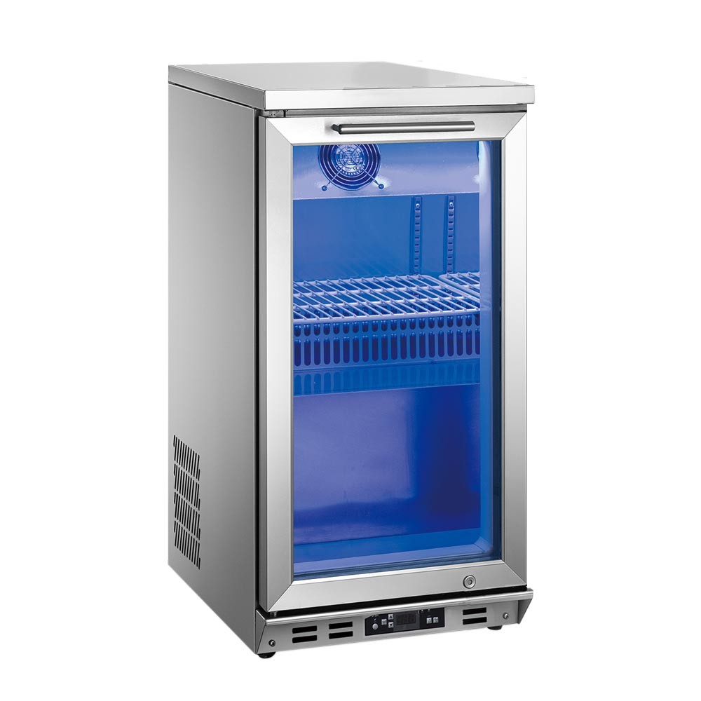 Fan Cooling Single Glass Door Bar Fridge , Stainless Steel Bar Glass Cooler