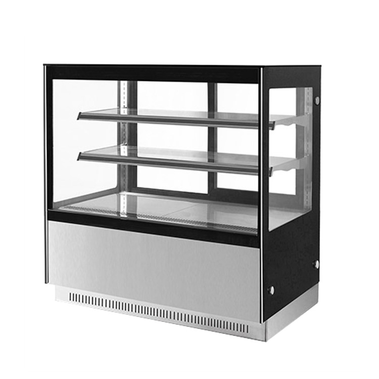 4 Layers Bakery Glass Showcase , 6ft Square Glass Sweet Display Case