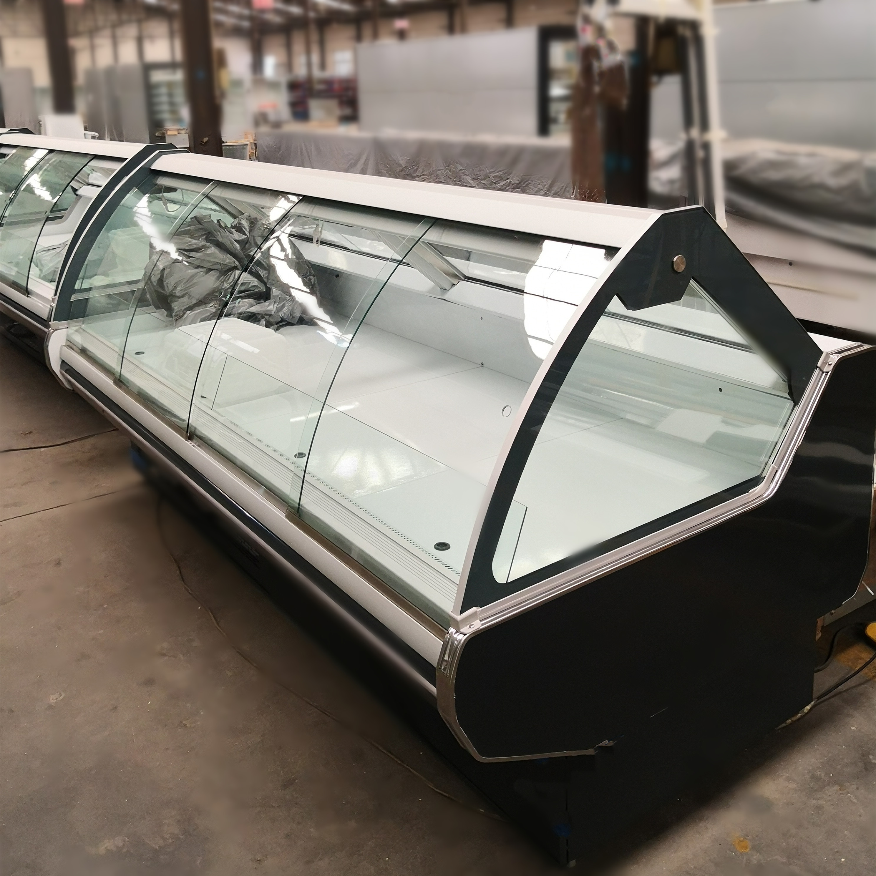 Cooked food display showcase curved glass fan cooling deli Refrigerator