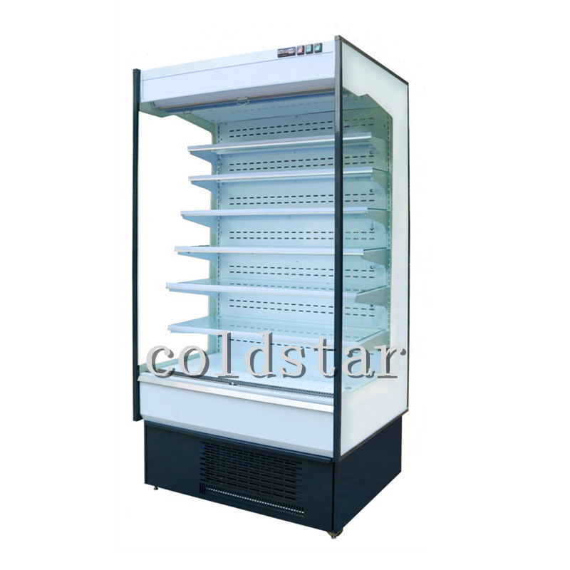 Vegetable Fruit Upright Commercial Open Display Chiller in Supermarket