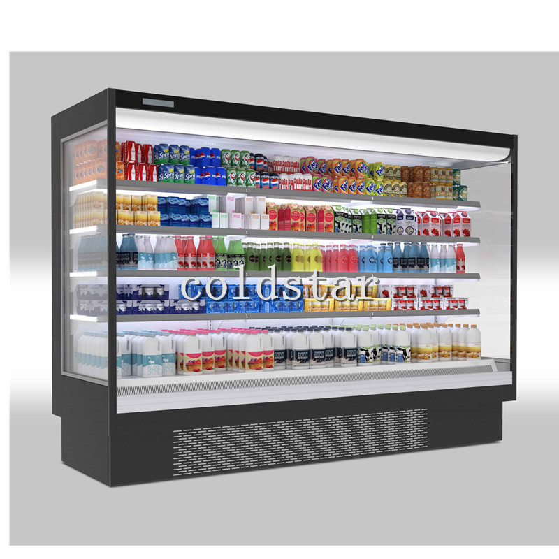 Supermarket multideck open chiller fruit vegetable display cooler