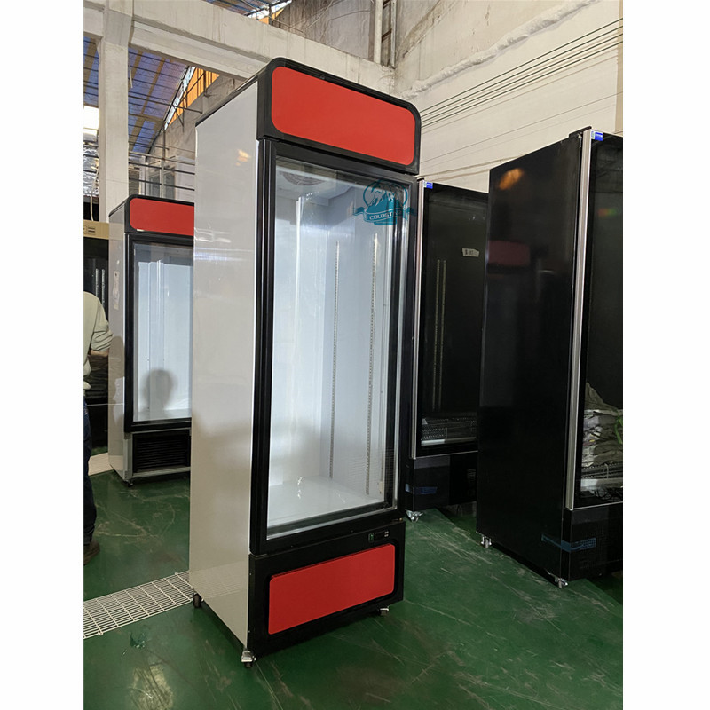 Automatic Defrost Glass Door Beverage Freezer Upright Display Fridge