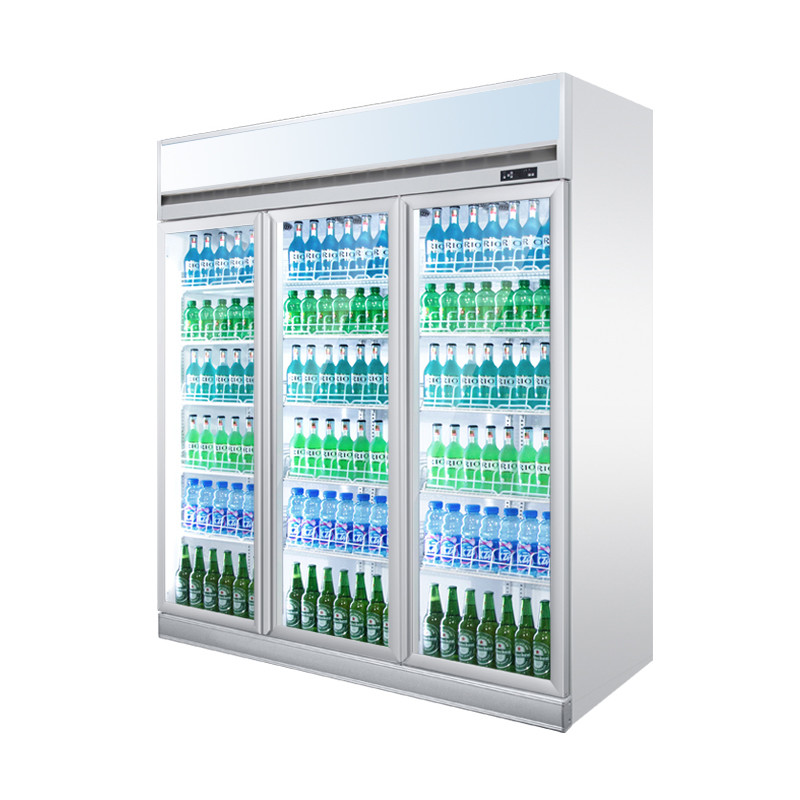 Convenience Store Upright Glass Door Beverage Display Cooler 3 Doors