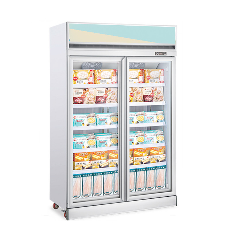 Upright 1000L Glass Door Ice Cream Fridge Display Freezer With CE