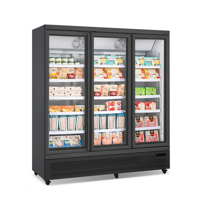 Triple Glass Door Vertical Freezer With Auto Defrost System Upright Ice