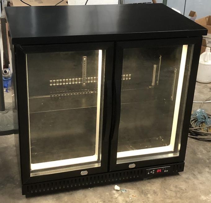Bottom Back Mount Bar Drink Cooler , 2 Door Glass Bar Fridge With PVC